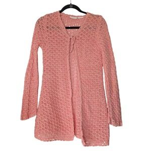 Vintage Mary-Kate and Ashley Knit Pink Cardigan Duster Teen Size Medium Y2K